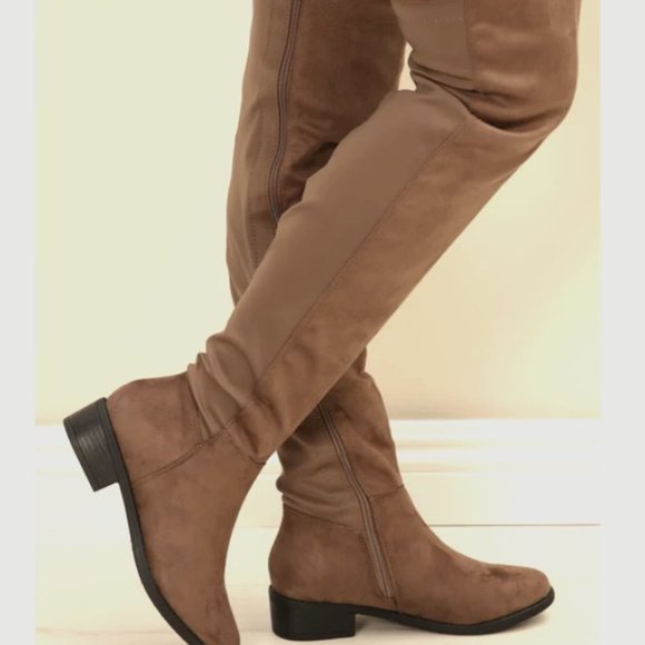 NWOT Over the Knee Taupe Boots - Picture 1 of 7